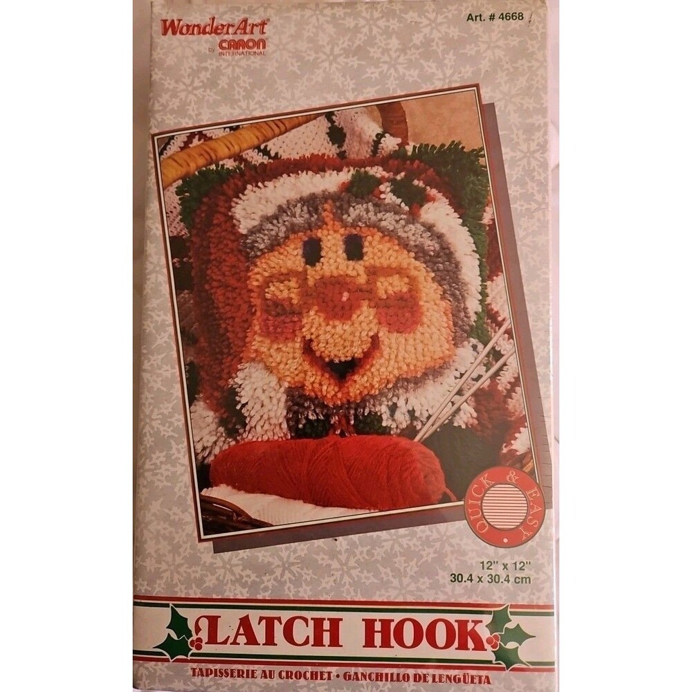 Vintage Wonder art Latch Hook Rug Kit Christmas Mrs. Claus 12x12 NEW IN BOX